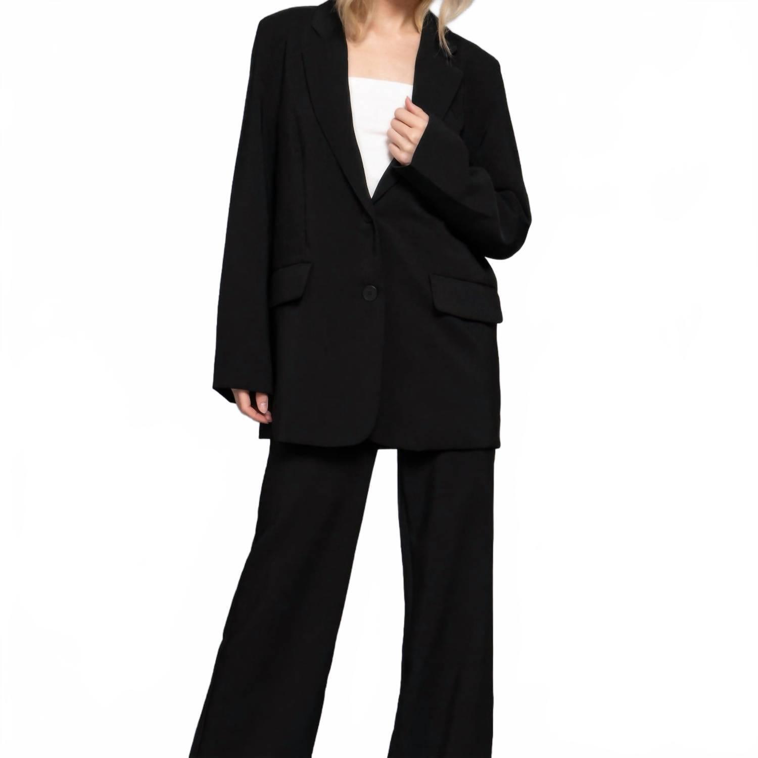 New Another Love Baylor Notched Collar Long Sleeve Blazer In Black